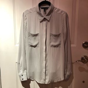 WHBM Partial Open Back Button Down Blouse